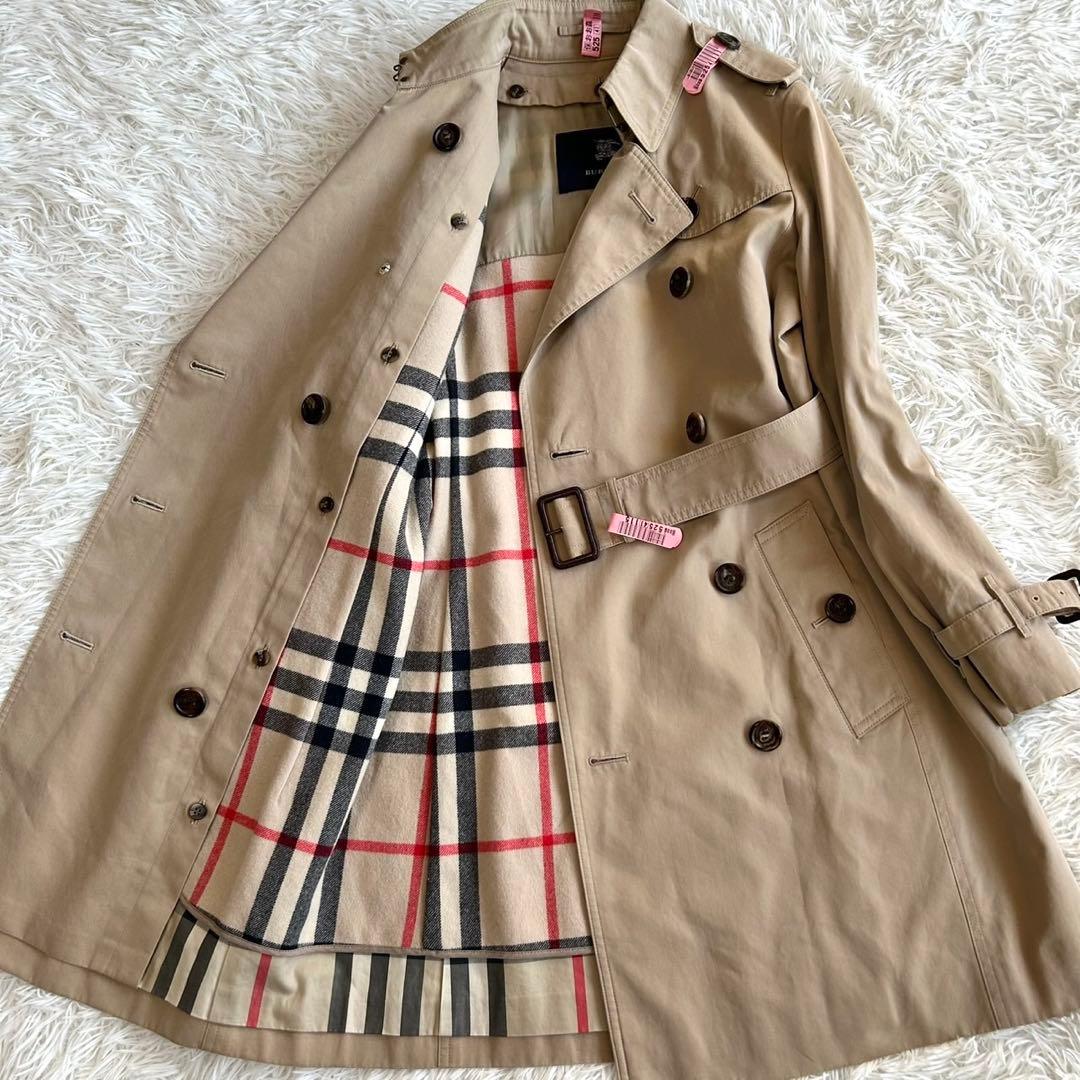 【美品】バーバリーロンドン　トレンチコート　メガチェック　ハニーベージュ　34