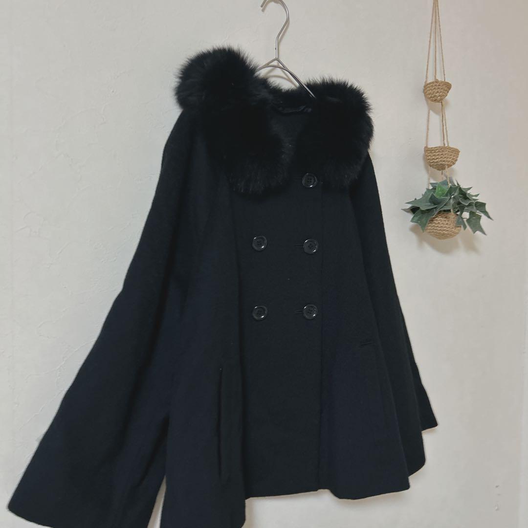 ANAYI アナイ アンゴラ混 ショートコート ブルーフォックスファー 36