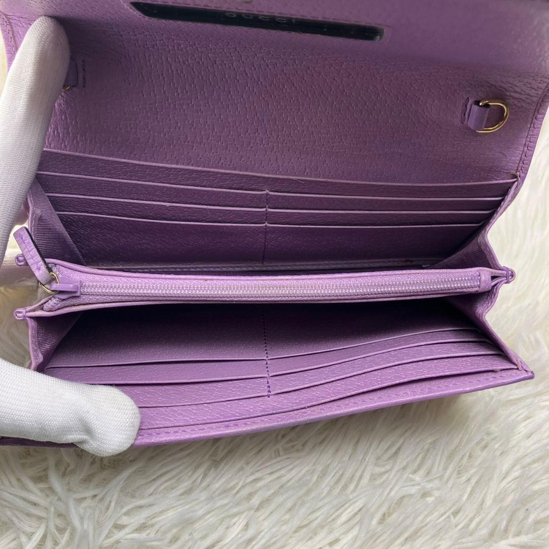 激レア美品✨グッチ◇限定品フローラショルダーチェーン長財布　パープルゴールド金具