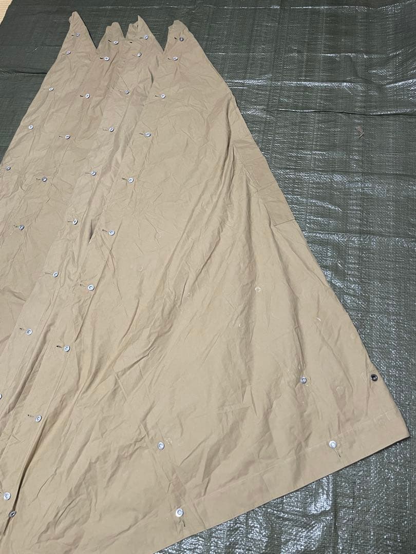 フランス軍　軍幕　ポンチョ 4枚セット　木製ペグ8本　デザート