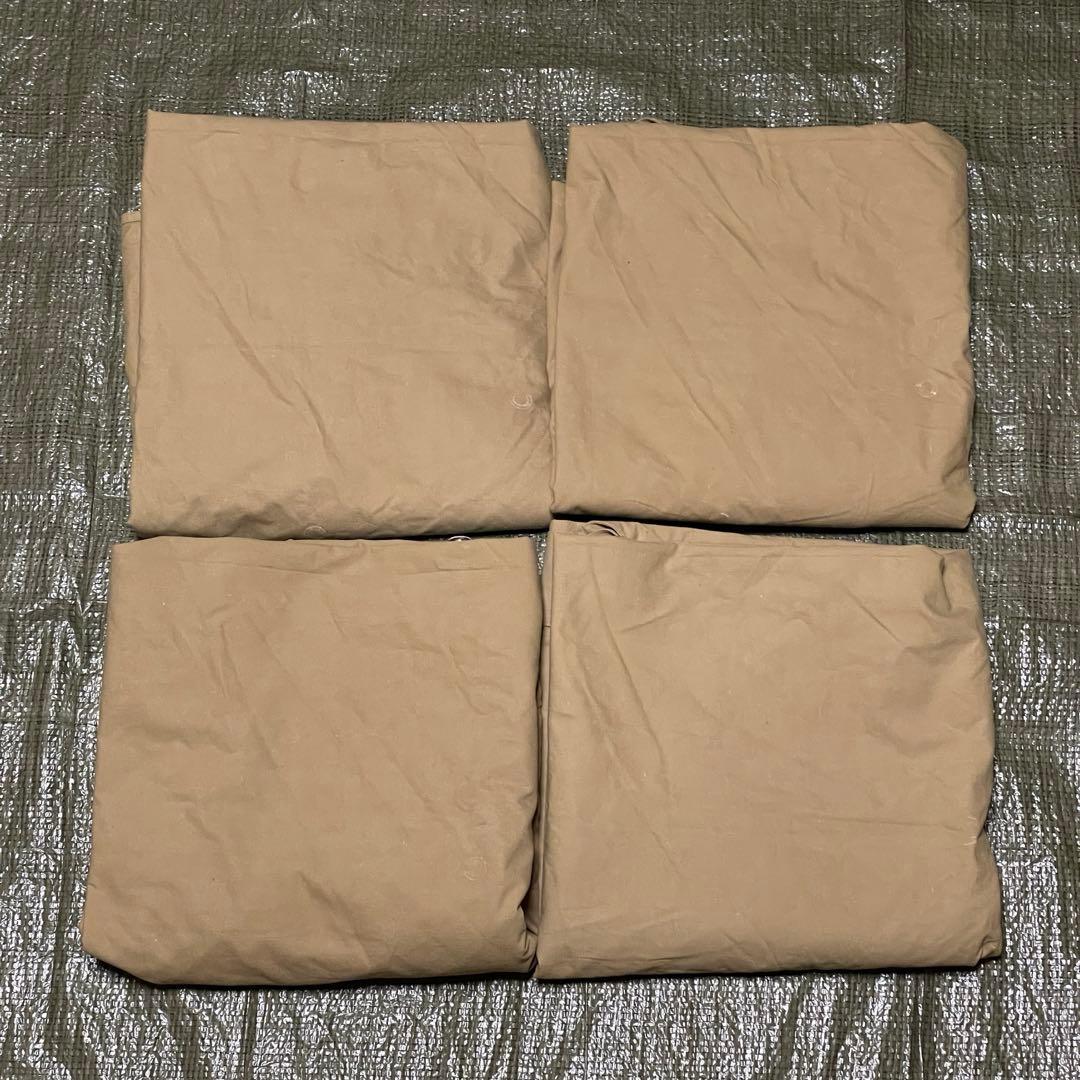 フランス軍　軍幕　ポンチョ 4枚セット　木製ペグ8本　デザート