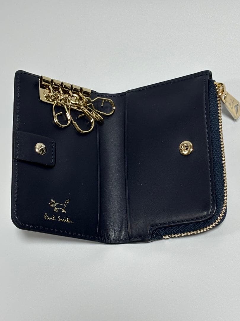 【未使用】ポールスミス ミックスドゥードゥル キーケース　ケース ネイビー