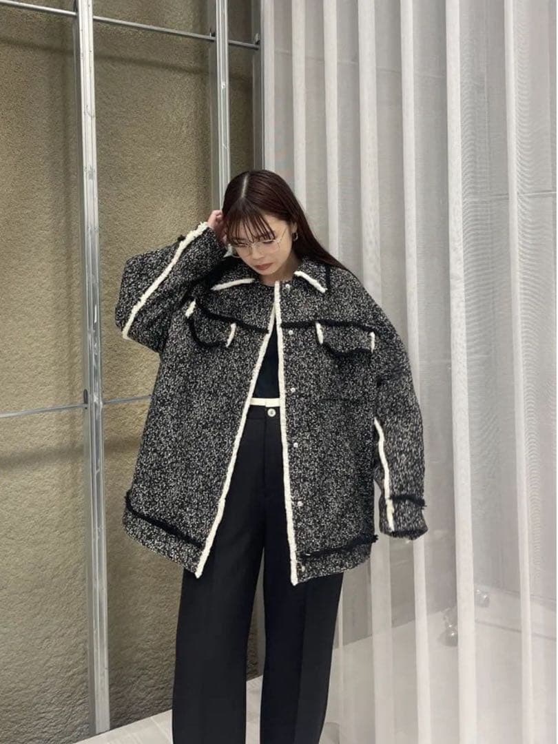 ameri OTONA MUSE FRINGE TWEED ジャケット