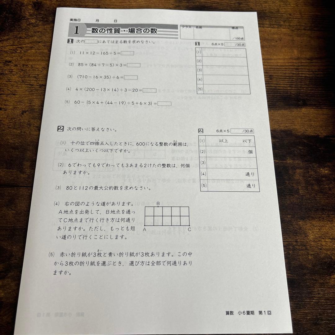 最新版中学受験新演習小学6年生夏季テキスト算数社会理科3教科セット