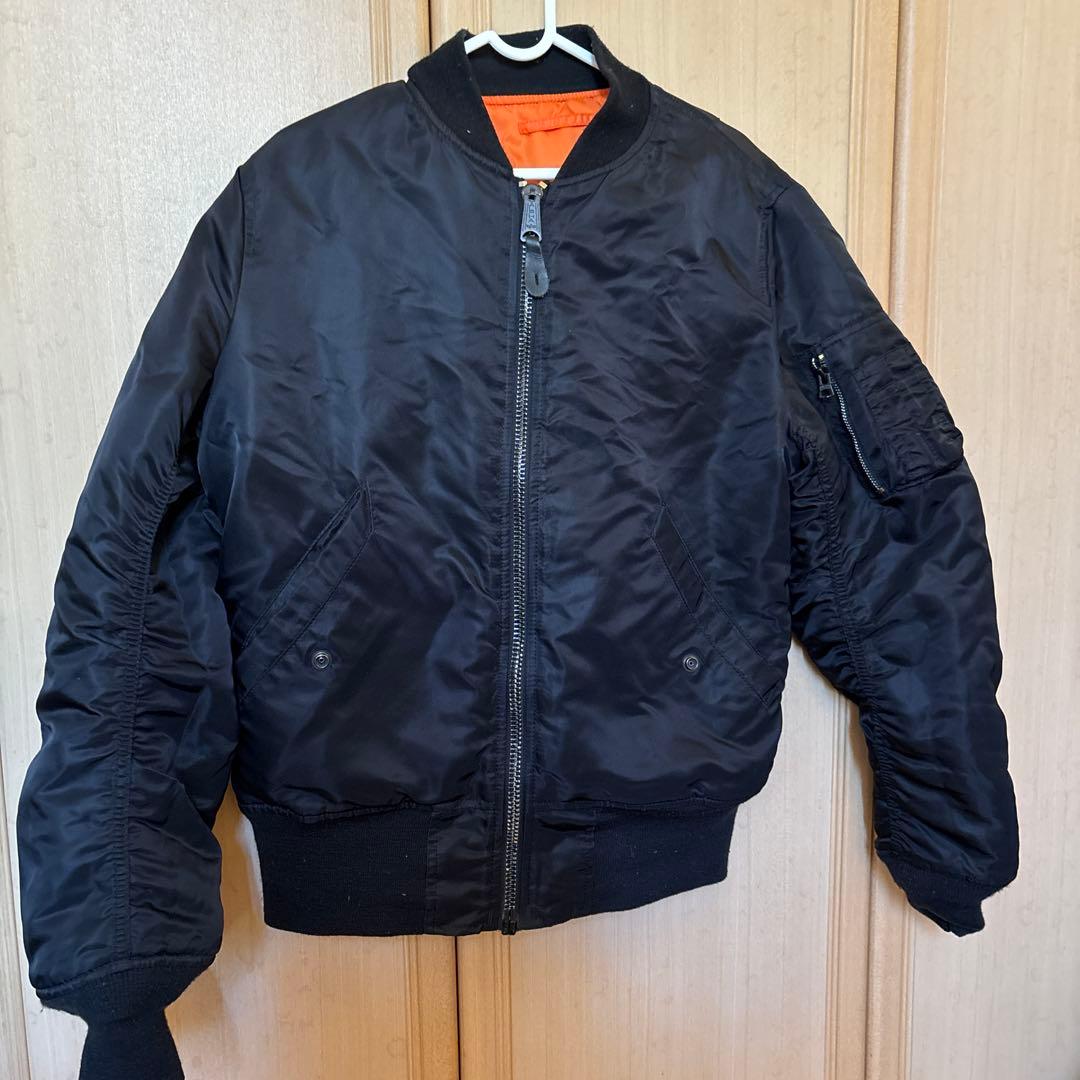 MA-1 ブラックジャケット オレンジ裏地