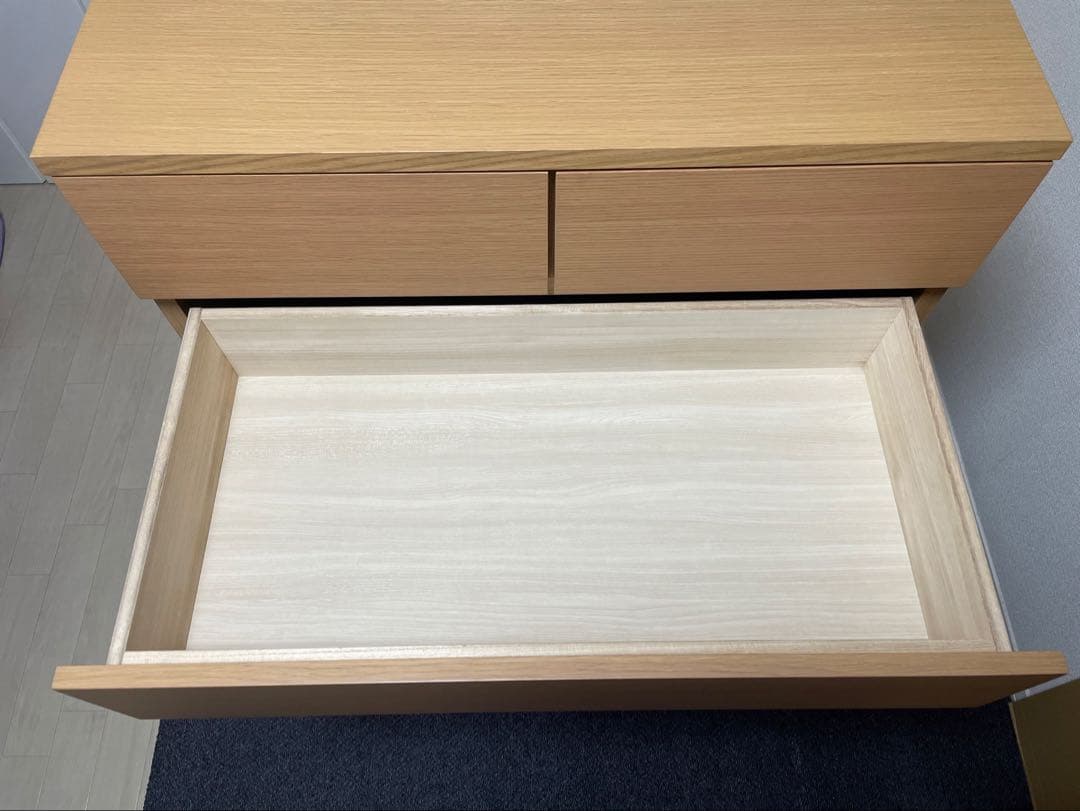 無印良品　オーク材チェスト6段ワイド　廃盤　幅800 mm ①