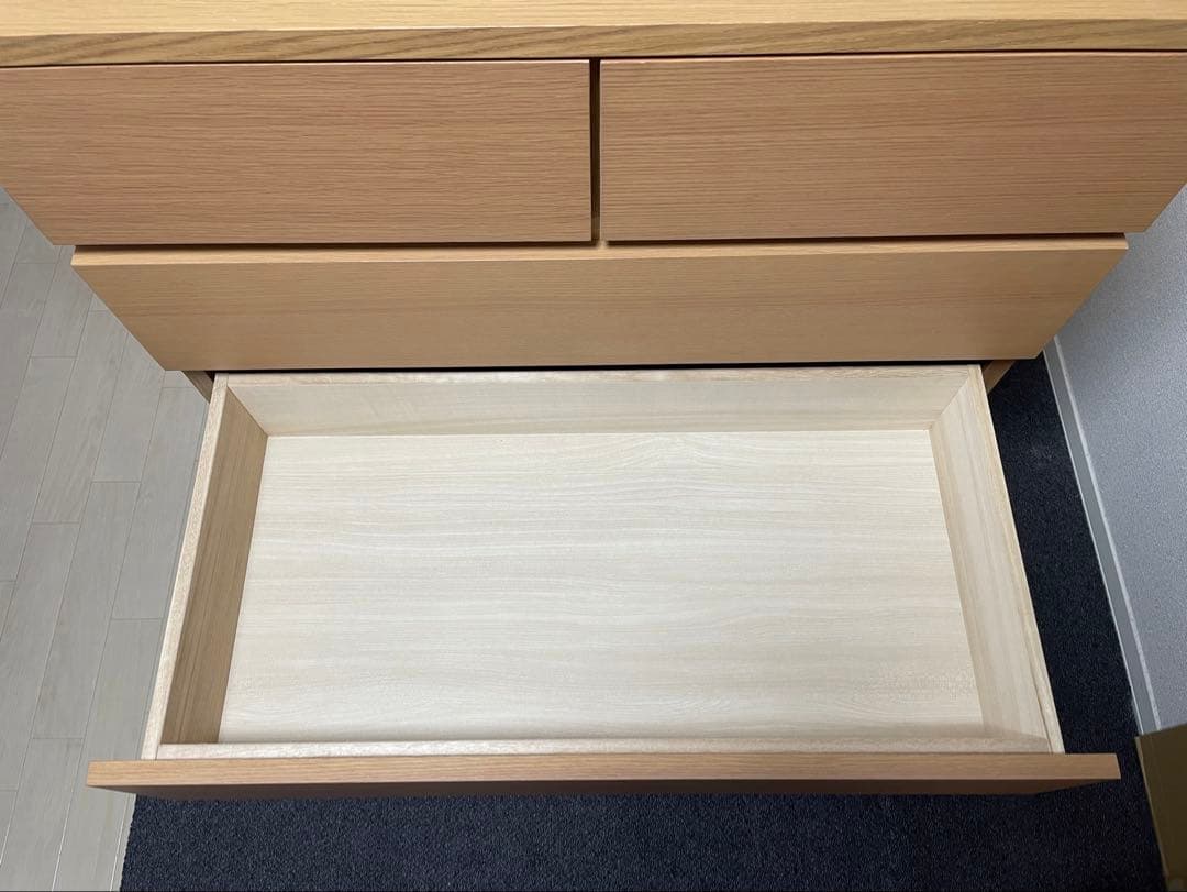 無印良品　オーク材チェスト6段ワイド　廃盤　幅800 mm ①