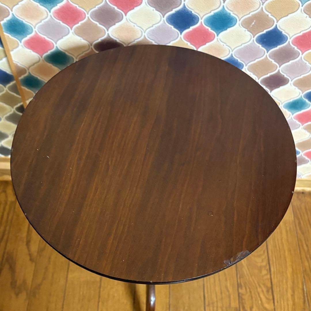 ビンテージ◎木製ラウンドテーブル　サイドテーブル　ミニテーブル　飾り棚　置台