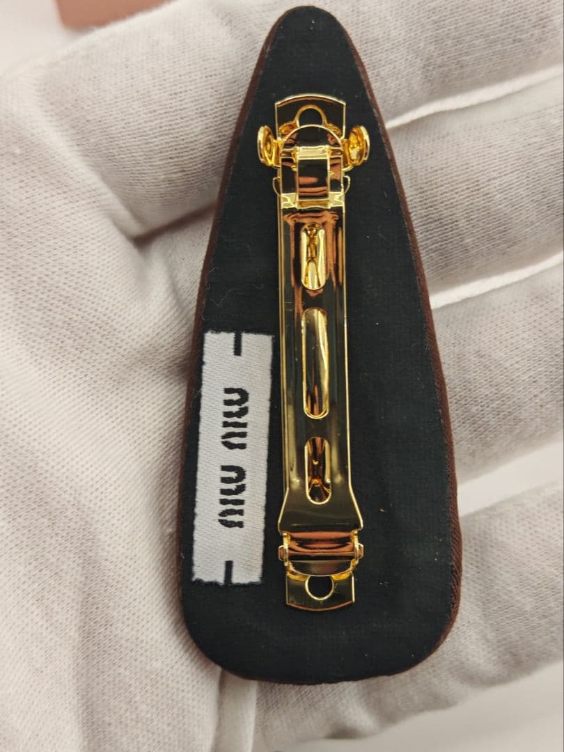 MIU MIU ロゴ ヘアクリップ 2点セット ブラウン系　美品