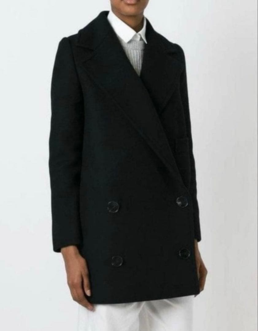 あ*ん様 ステラマッカートニー ウールメルトン ダブル チェスターコート 黒36