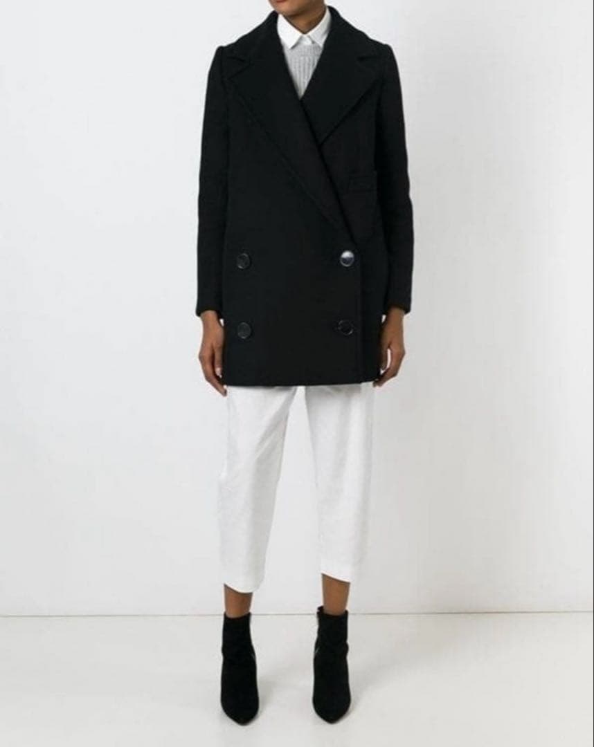 あ*ん様 ステラマッカートニー ウールメルトン ダブル チェスターコート 黒36