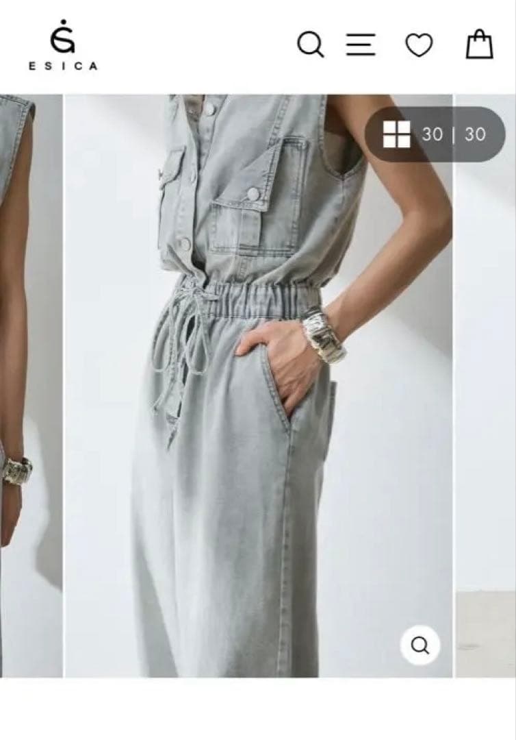 ESICA ポケットデザインデニムオールインワン