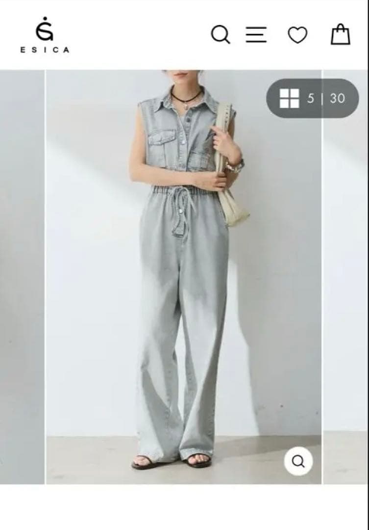 ESICA ポケットデザインデニムオールインワン