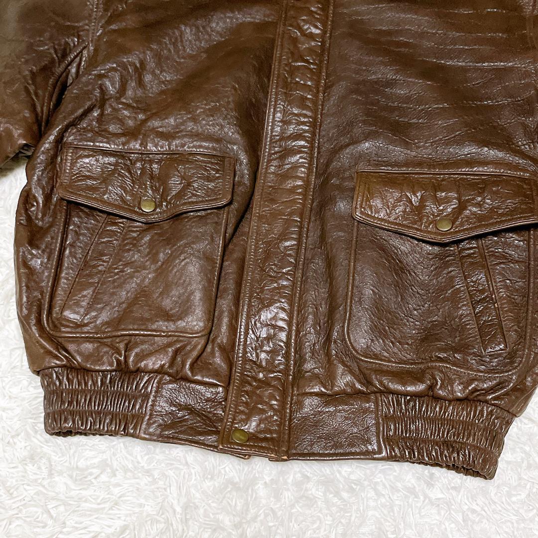 vintage A-2 レザーフライトジャケット 羊革 本革 短丈 ブラウン