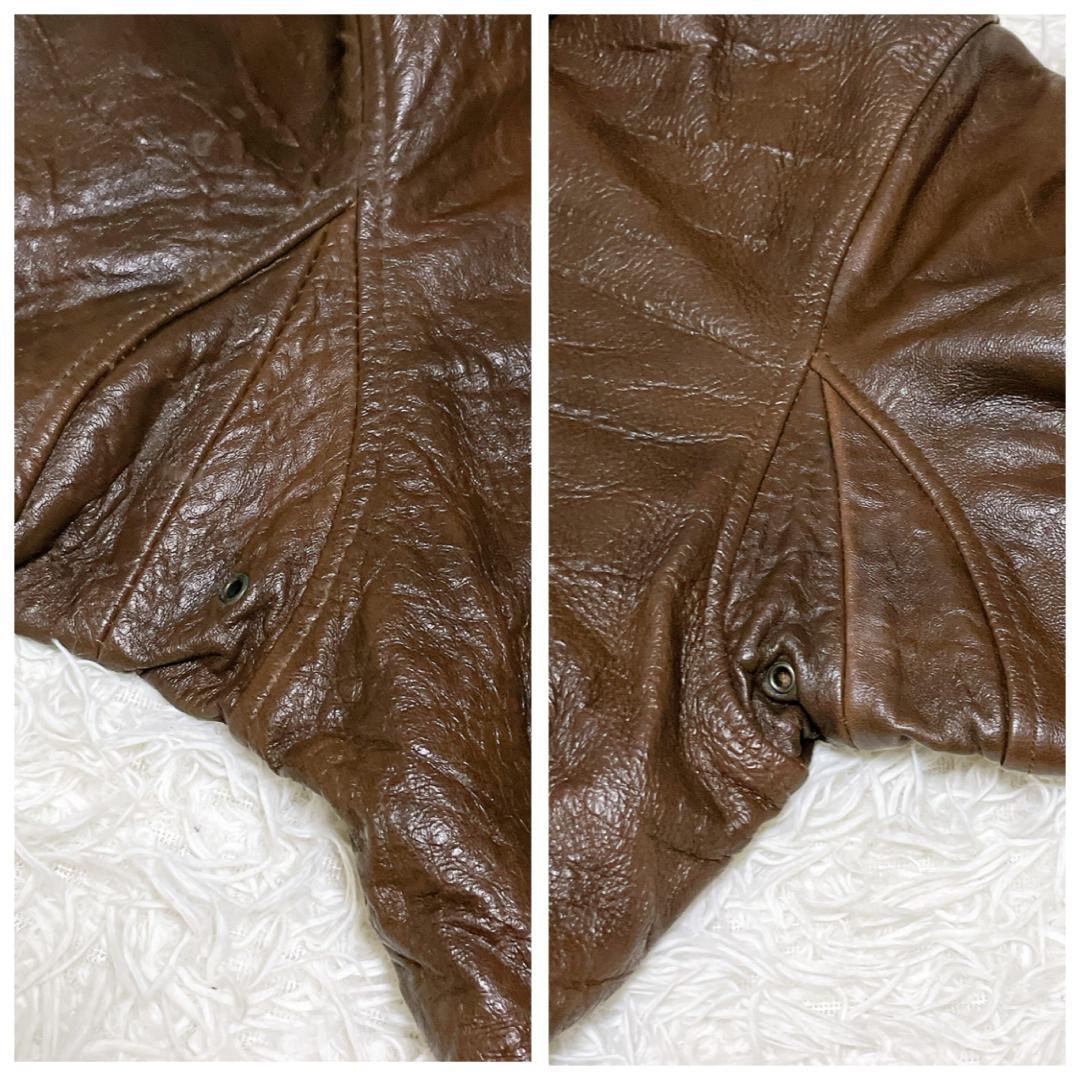 vintage A-2 レザーフライトジャケット 羊革 本革 短丈 ブラウン