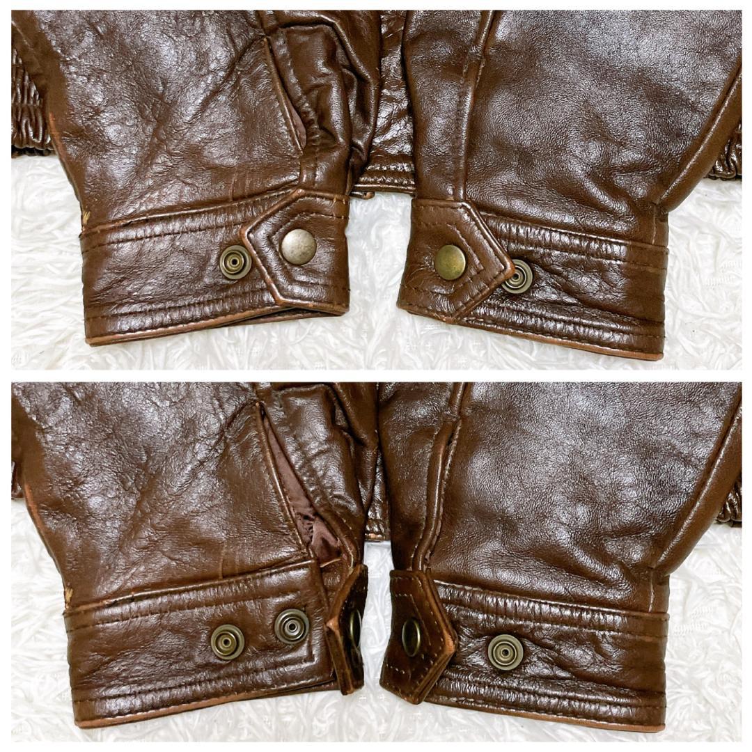 vintage A-2 レザーフライトジャケット 羊革 本革 短丈 ブラウン