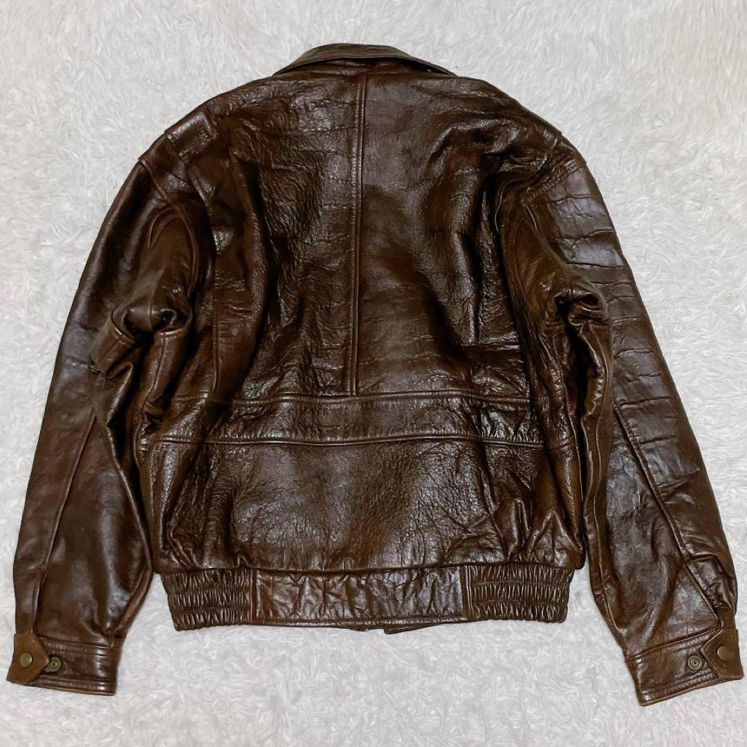 vintage A-2 レザーフライトジャケット 羊革 本革 短丈 ブラウン