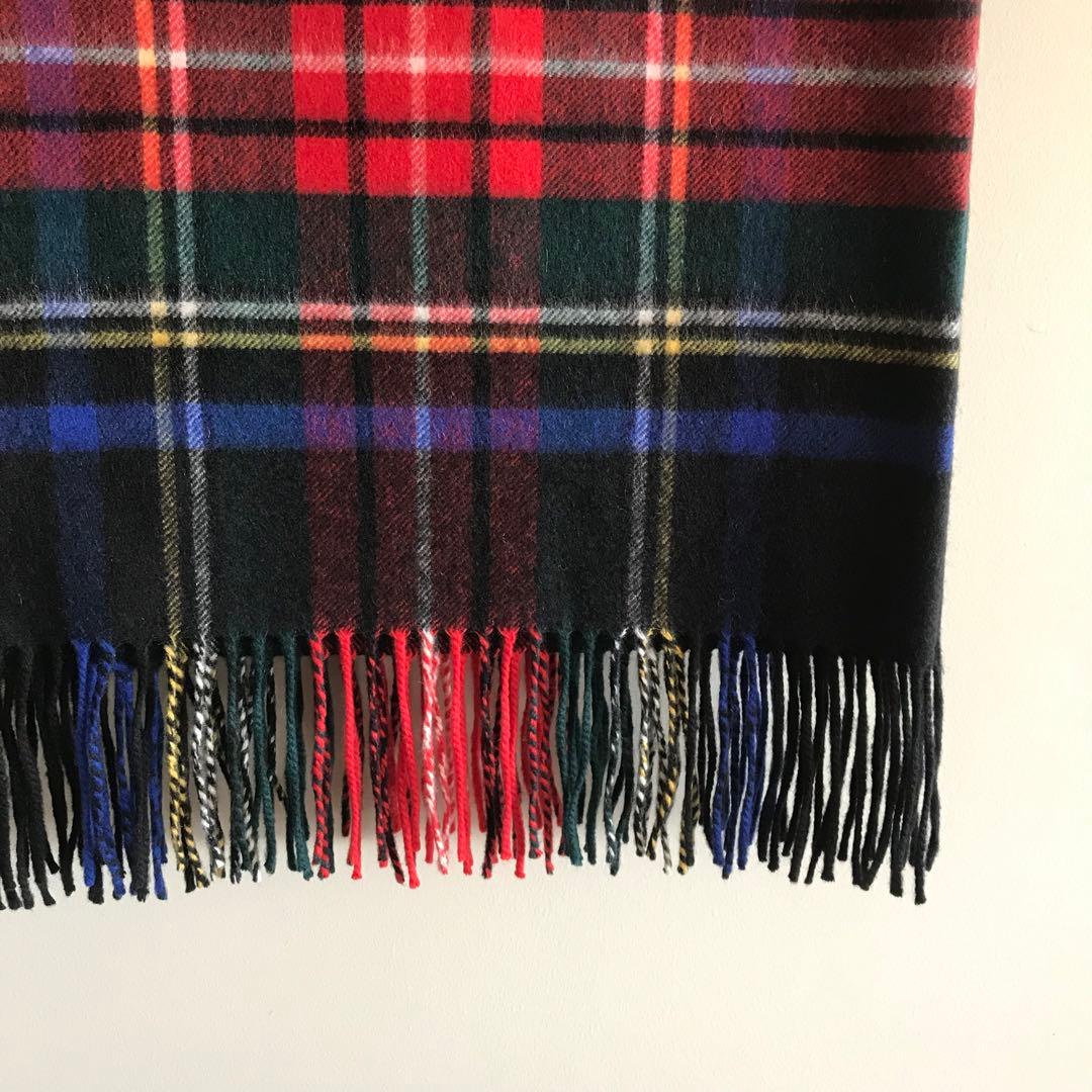 ジョンストンズ 大判ストール　ブラックスチュワート　カシミヤ100%