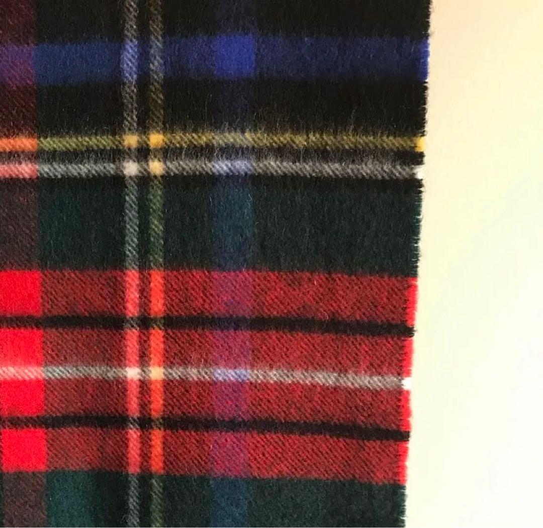 ジョンストンズ 大判ストール　ブラックスチュワート　カシミヤ100%