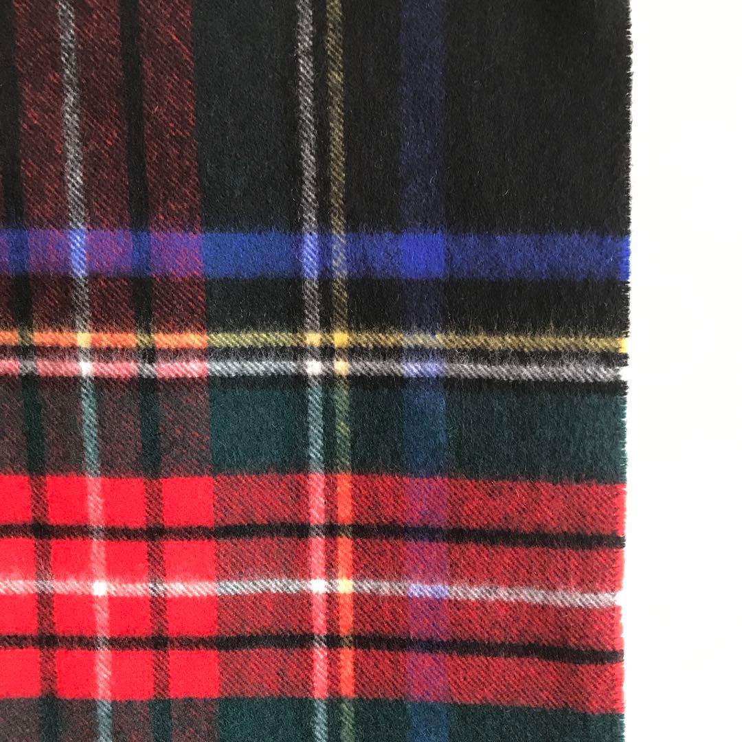 ジョンストンズ 大判ストール　ブラックスチュワート　カシミヤ100%