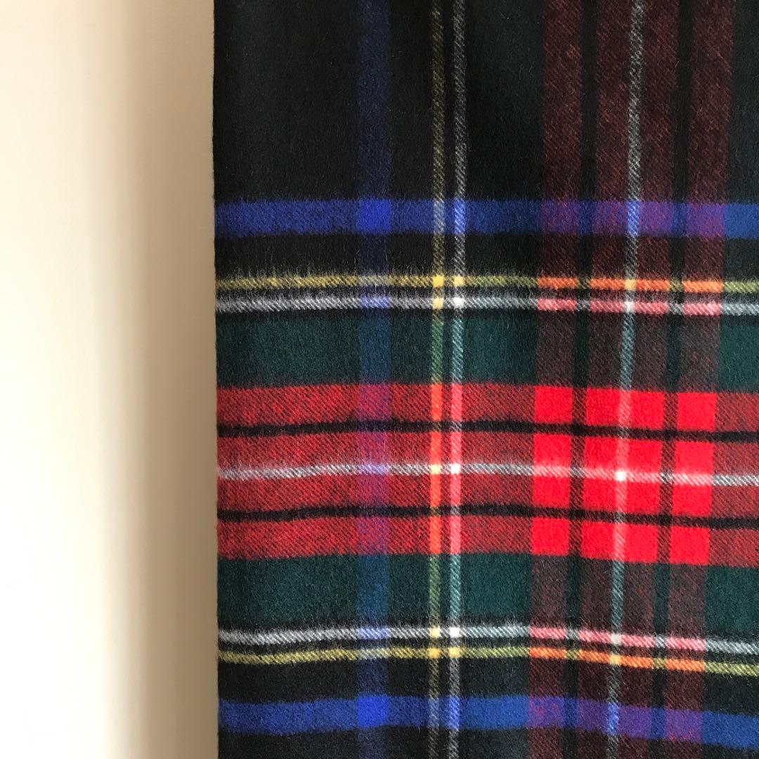 ジョンストンズ 大判ストール　ブラックスチュワート　カシミヤ100%