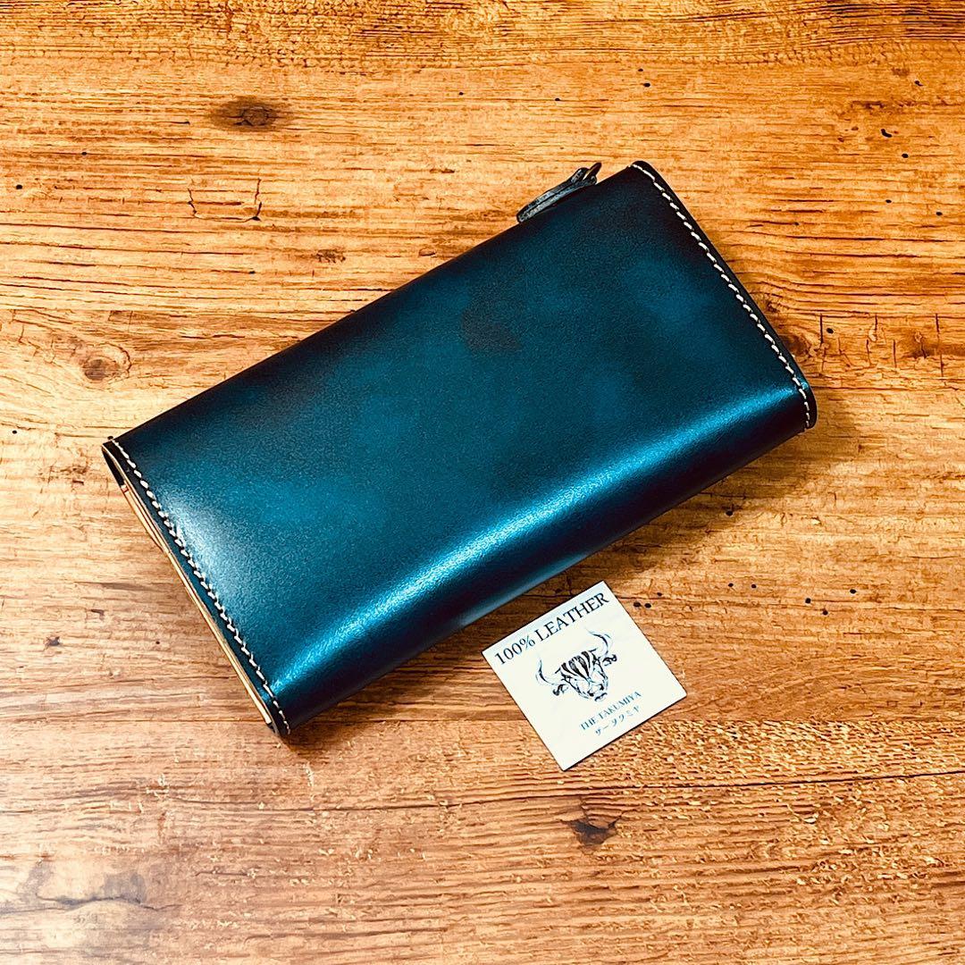 メンズ 財布 長財布 本革 ラウンドファスナー メンズ ヌメ革 手縫い 手染め