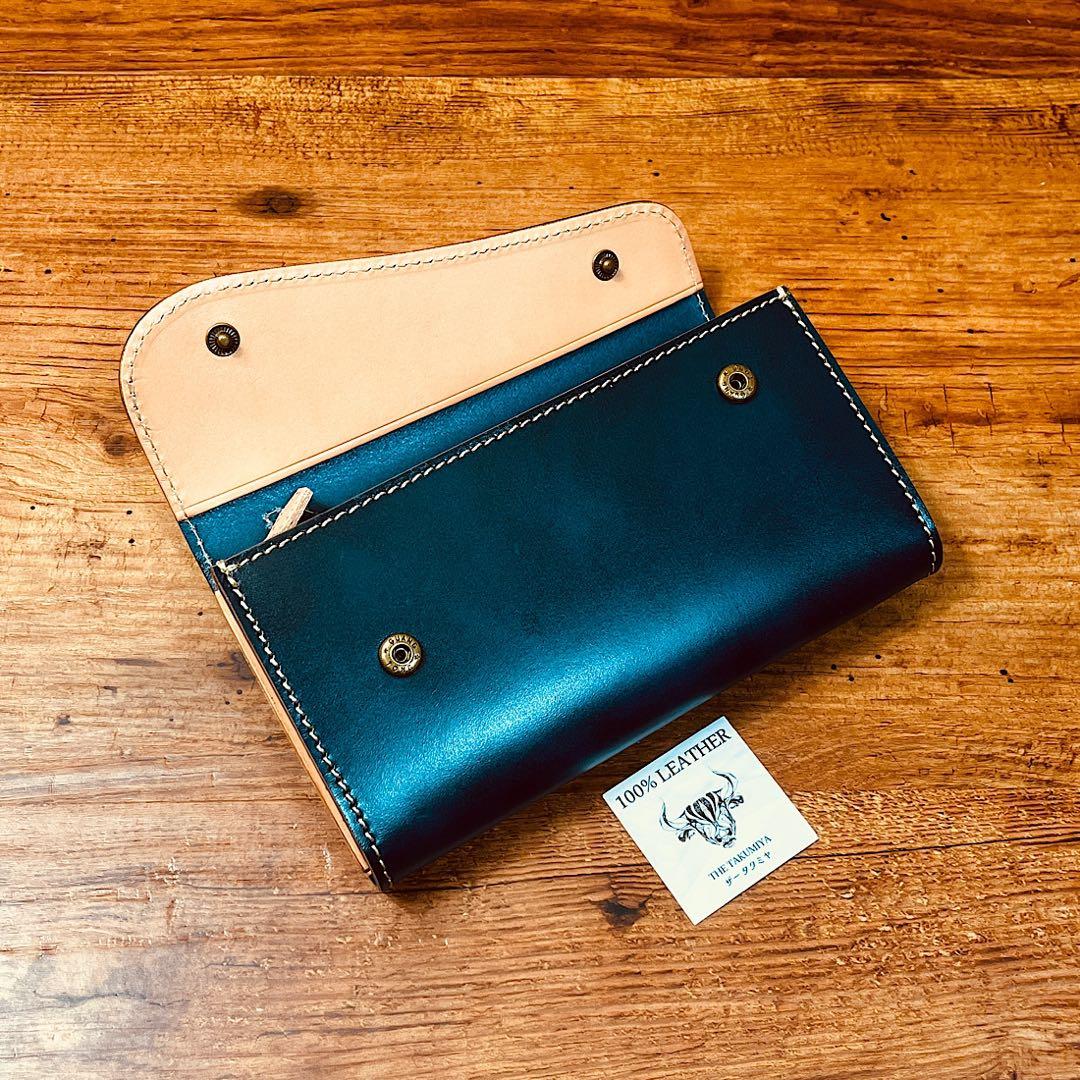 メンズ 財布 長財布 本革 ラウンドファスナー メンズ ヌメ革 手縫い 手染め