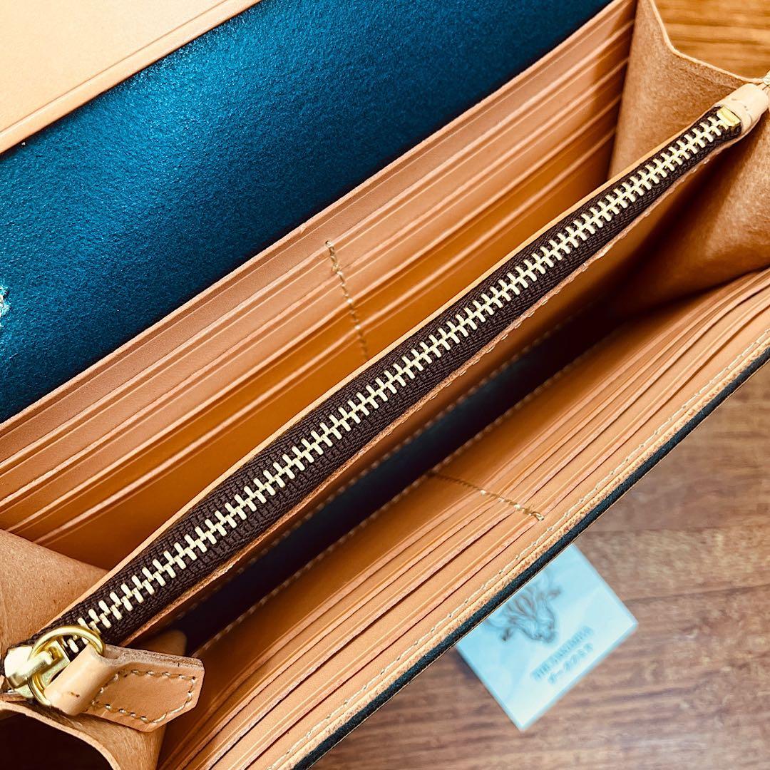 メンズ 財布 長財布 本革 ラウンドファスナー メンズ ヌメ革 手縫い 手染め