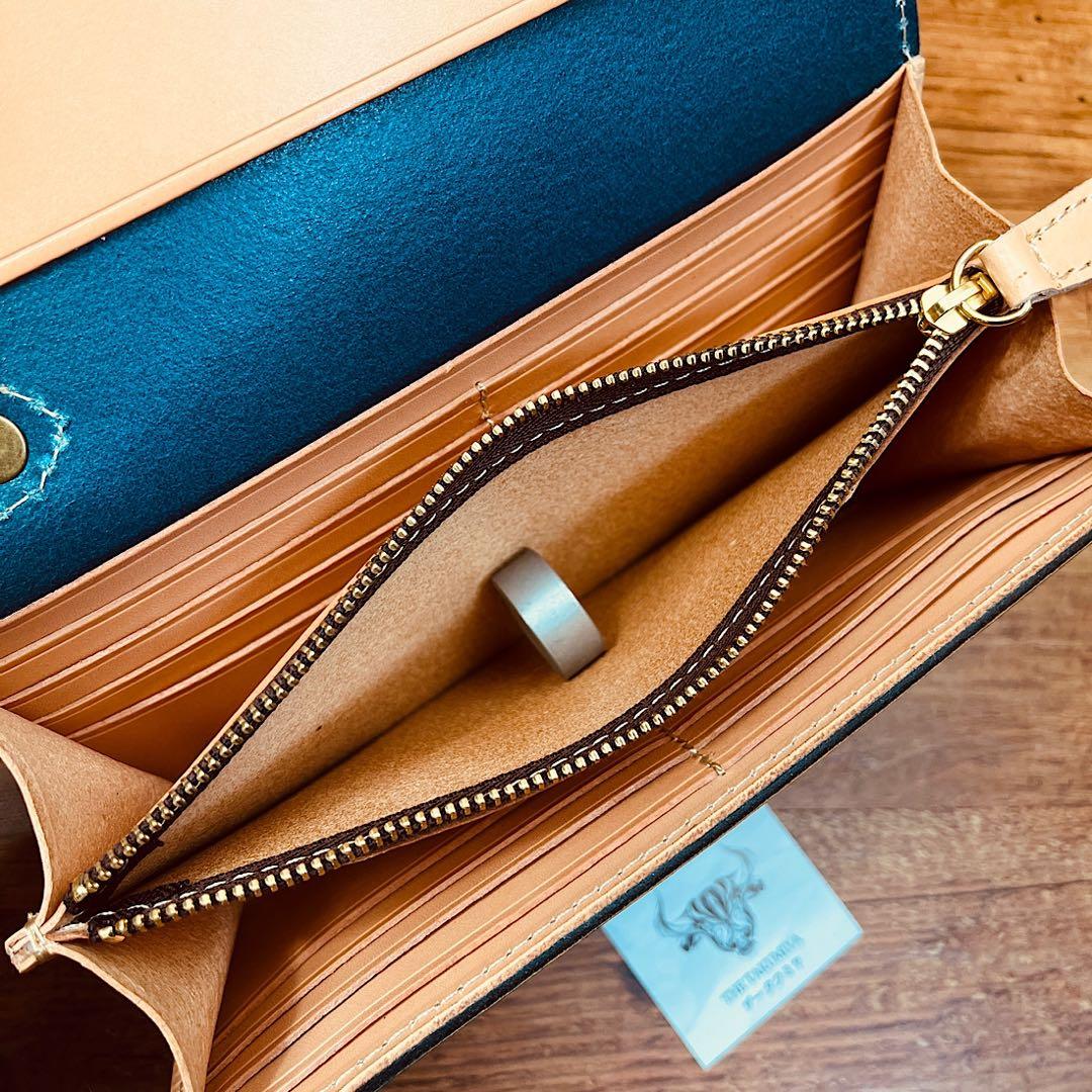 メンズ 財布 長財布 本革 ラウンドファスナー メンズ ヌメ革 手縫い 手染め