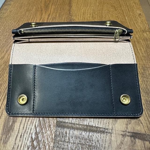 ロングトラッカーウォレット　丘染め茶芯ブラック　真鍮 トラッカーウォレット