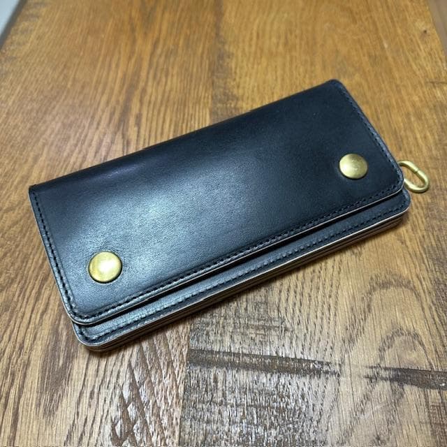 ロングトラッカーウォレット　丘染め茶芯ブラック　真鍮 トラッカーウォレット