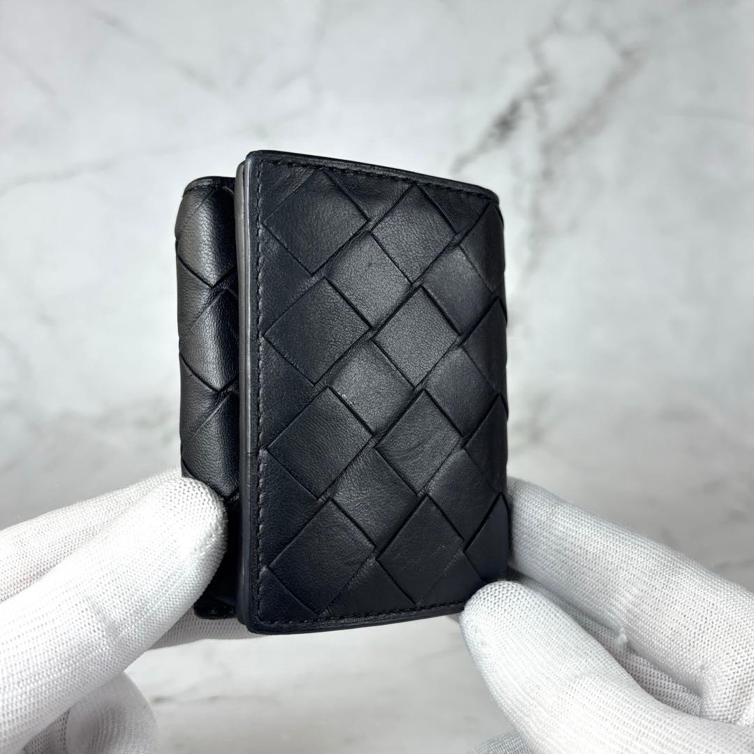 BOTTEGA VENETA ブラック イントレチャート タイニー 三つ折り財布