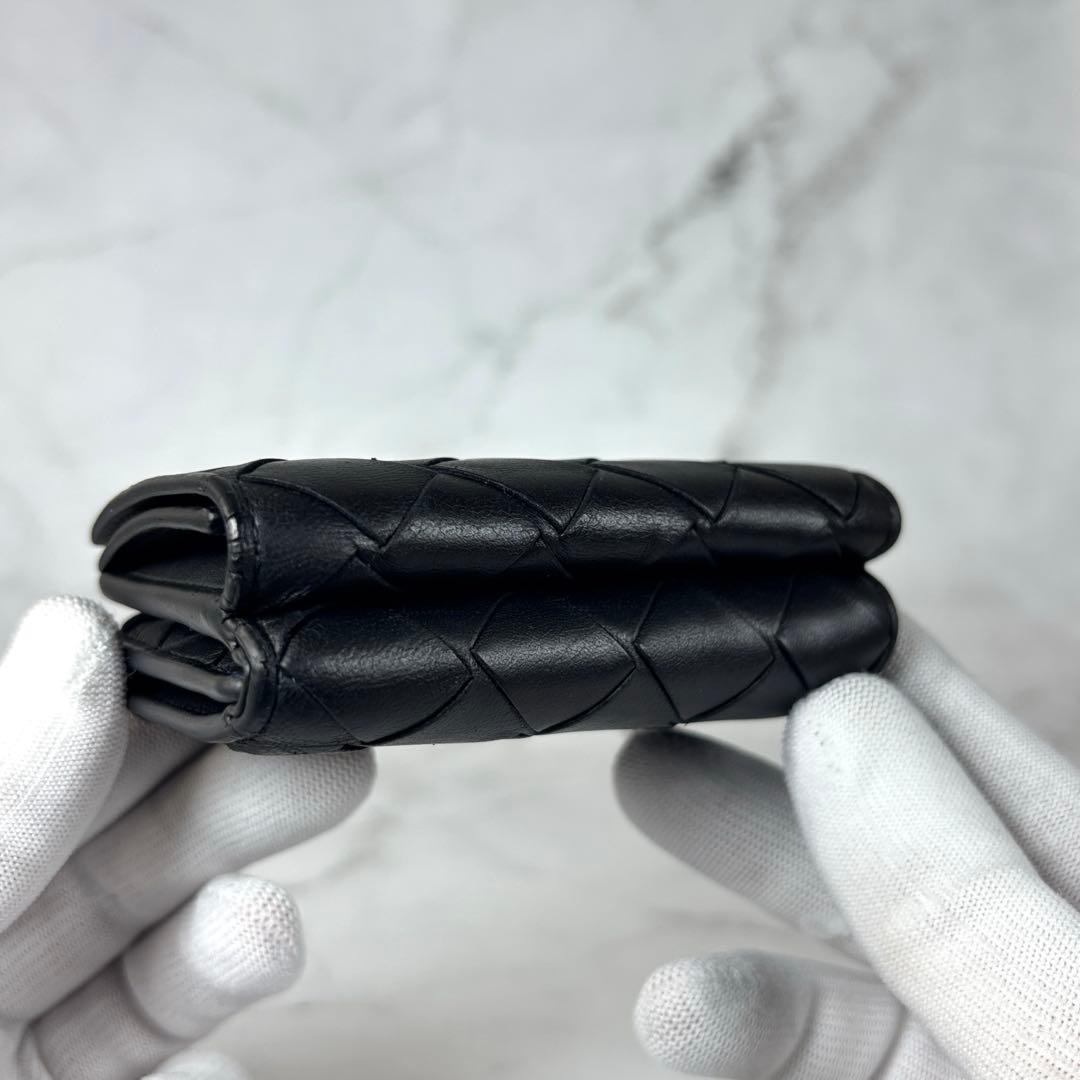 BOTTEGA VENETA ブラック イントレチャート タイニー 三つ折り財布