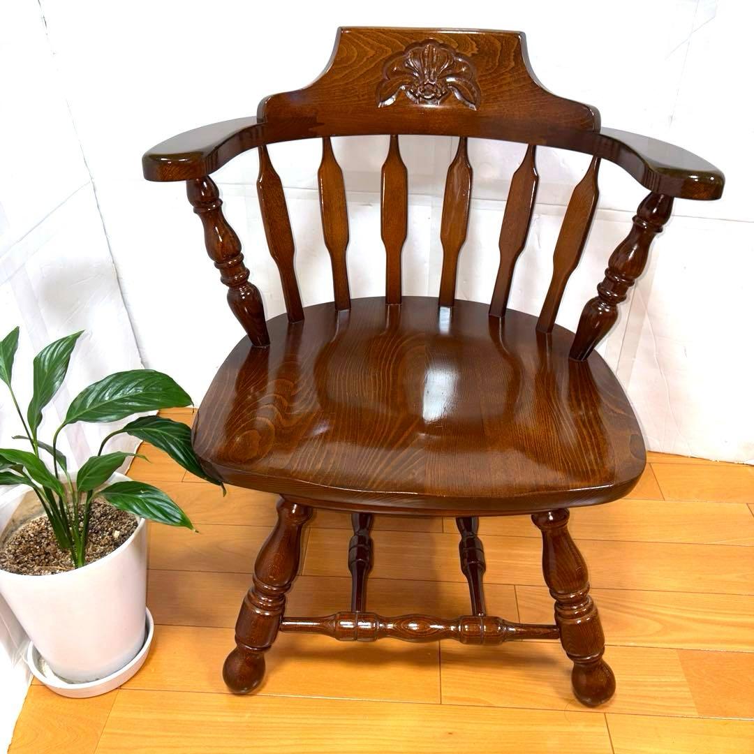 【Joy】飛騨家具　WINDS 太平 ウィンザーチェア 回転式 清掃 磨き