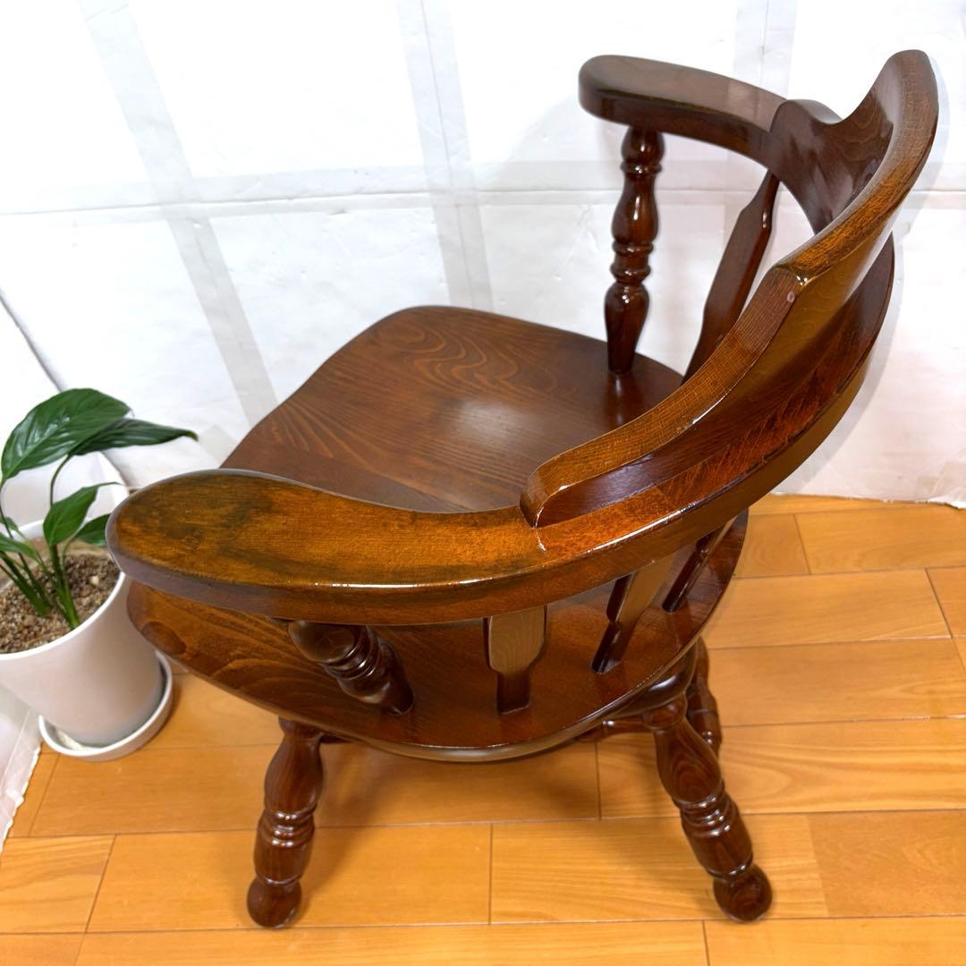 【Joy】飛騨家具　WINDS 太平 ウィンザーチェア 回転式 清掃 磨き