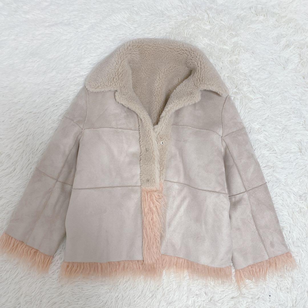 美品 グレースコンチネンタル ハーフコート ファージャケット リバーシブル