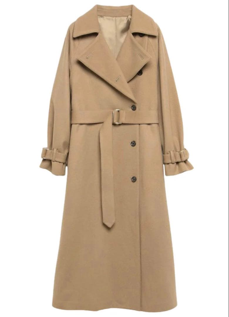 【訳あり】anuans ウールトレンチコート （CAMEL）Sサイズ