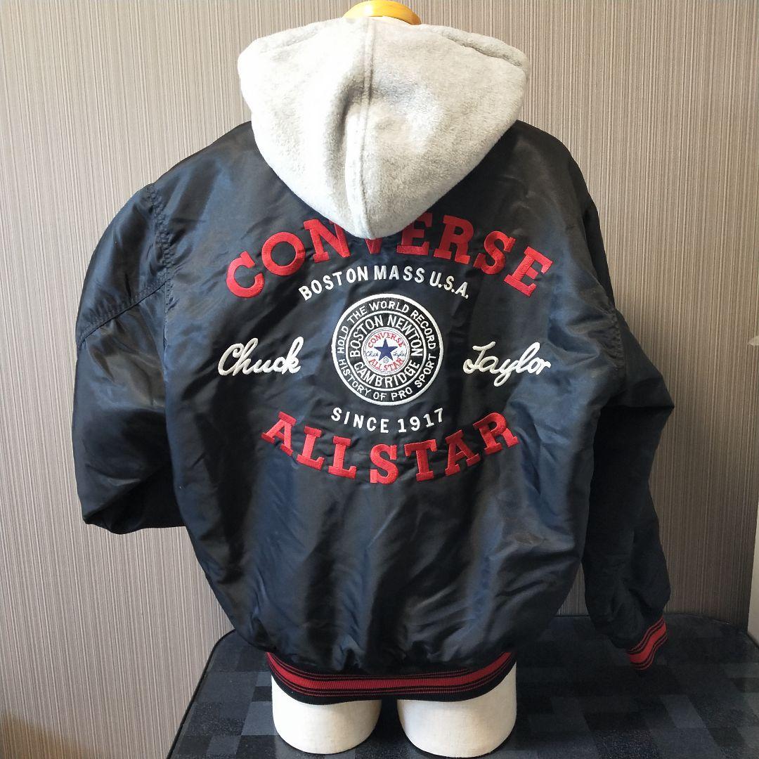 美品】90S CONVERSE スタジャン ブラック 刺繍　アーチロゴ　デカロゴ