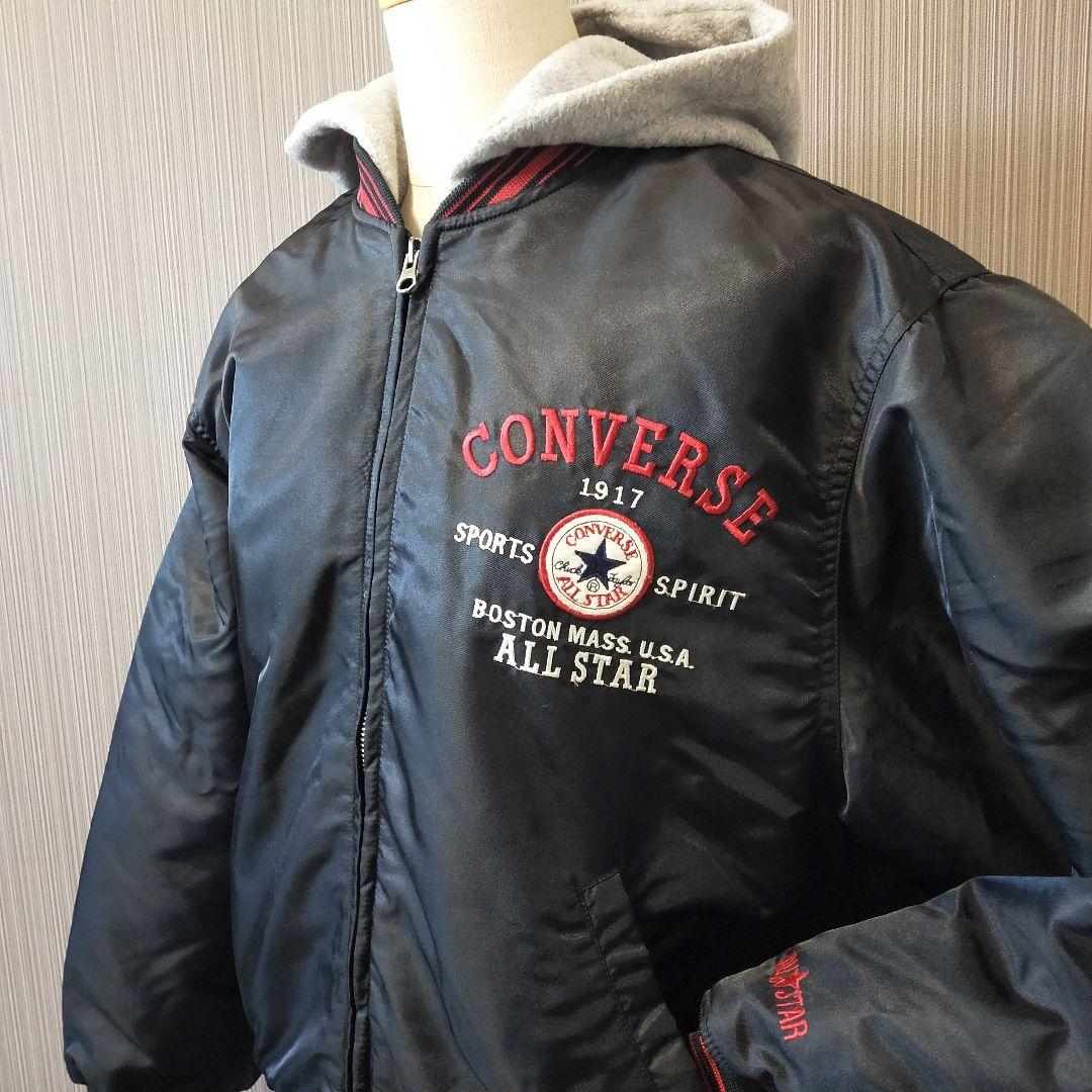 美品】90S CONVERSE スタジャン ブラック 刺繍　アーチロゴ　デカロゴ