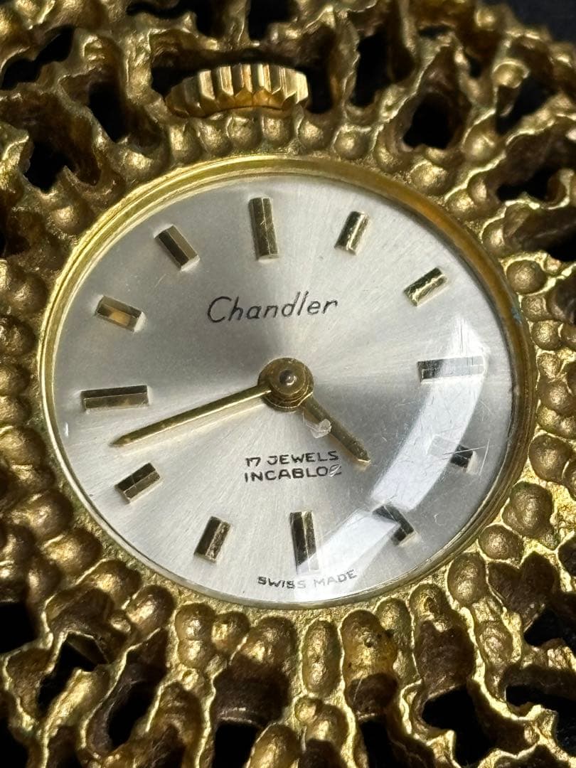 【希少品】Chandlerチャンドラー手巻き17石 ペンダントウォッチ 時計