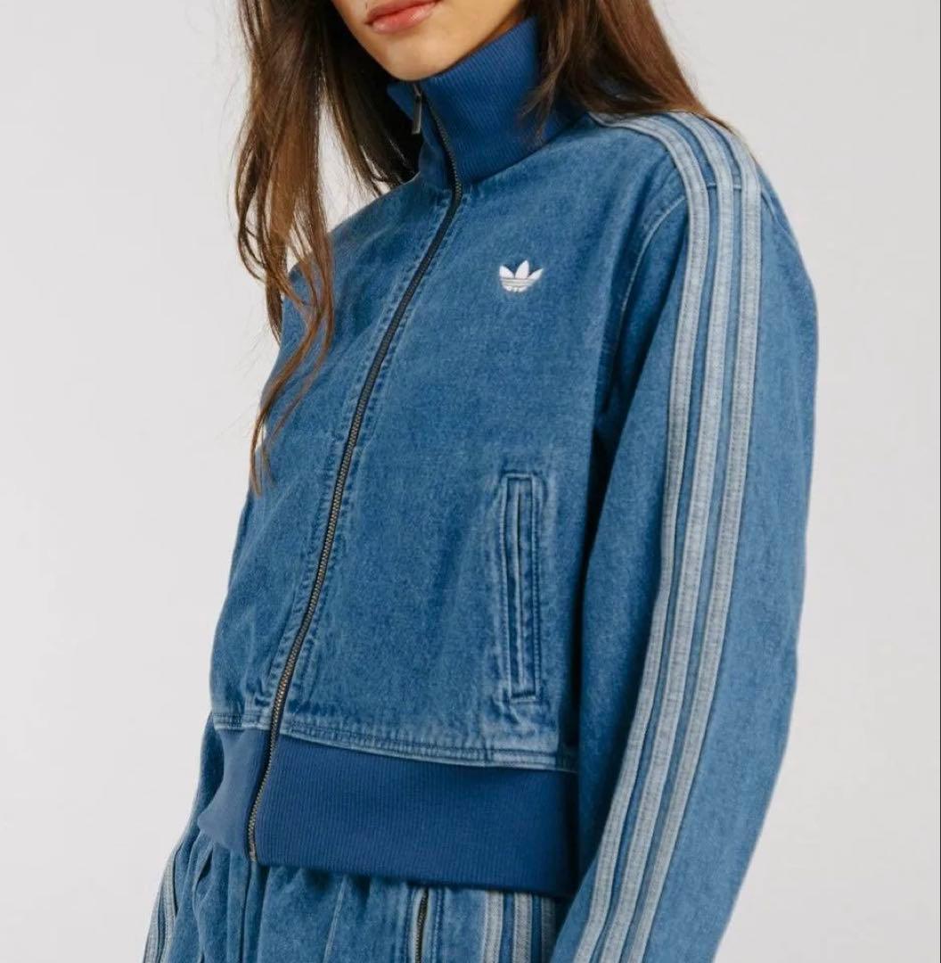 新品L女性】アディダスアディカラーデニムジャケットファイヤーバードトラック