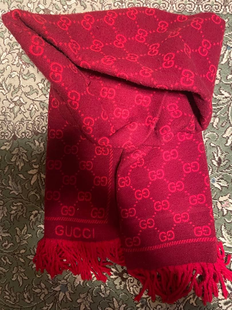 h*r様 GUCCI レッドマフラー GGロゴ