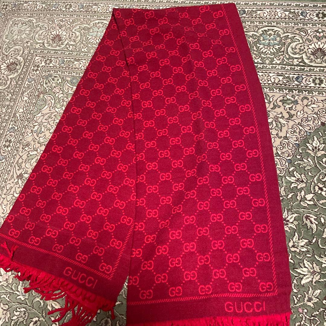 h*r様 GUCCI レッドマフラー GGロゴ