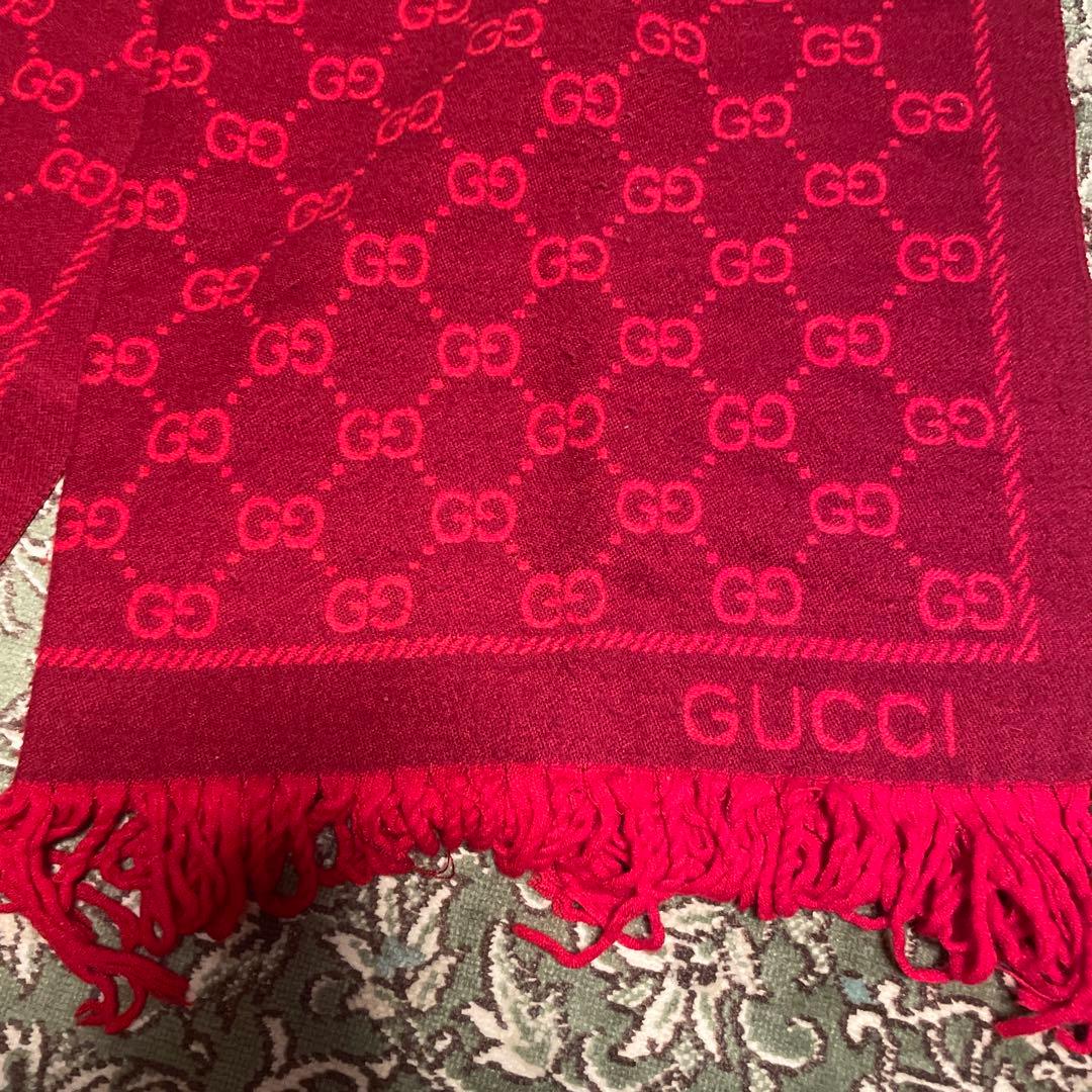h*r様 GUCCI レッドマフラー GGロゴ