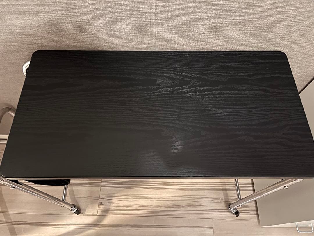 table-03192　ブラック サイドポケット キャスター付きデスク