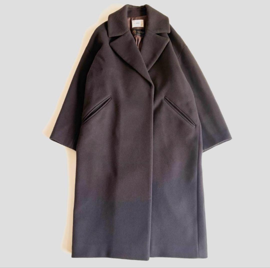 IENA ロング チェスターコート マンテコ 38 ウール ブラウン系