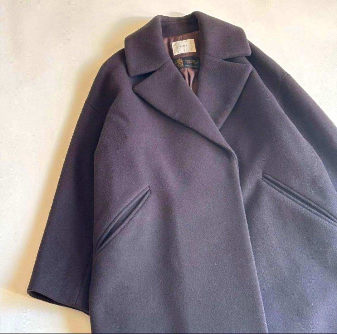 IENA ロング チェスターコート マンテコ 38 ウール ブラウン系