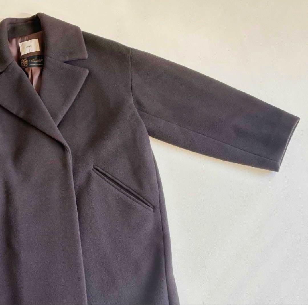 IENA ロング チェスターコート マンテコ 38 ウール ブラウン系