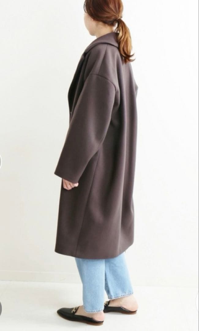 IENA ロング チェスターコート マンテコ 38 ウール ブラウン系