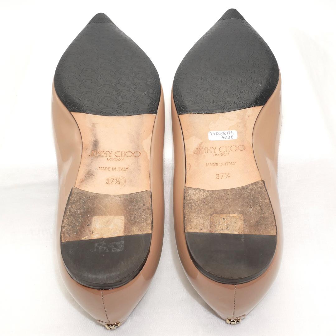 37.5　JIMMY CHOO　ジミーチュウ　フラット　ベージュ　ゴールドロゴ